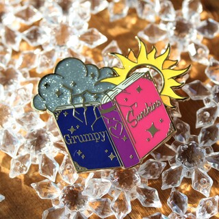 Grumpy x Sunshine enamel pin
