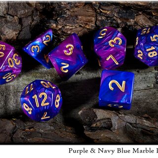 Purple & Navy Blue Dice Set