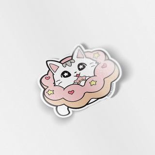 Vinyl Sticker Mochi Pon-De-Ring Donut Cat