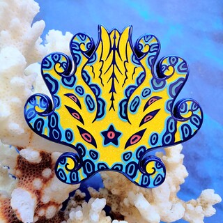 Angelic Blue Ringed Octopus | 2 inch Angelic Octopus Glow in the Dark Enamel Pin