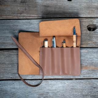 4-Slot Leather Pen Roll