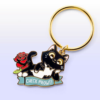 Keychain Check Meowt (Tuxedo Cat)