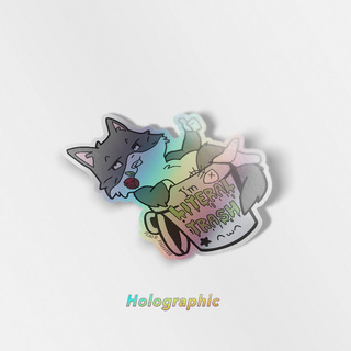 Holographic Vinyl Stickers I'm Literal Trash (Norwegian Forest Cat)