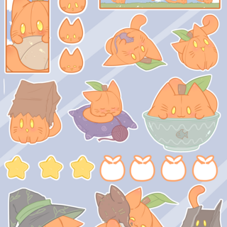 Transparent Pumpkitty Sticker Sheet