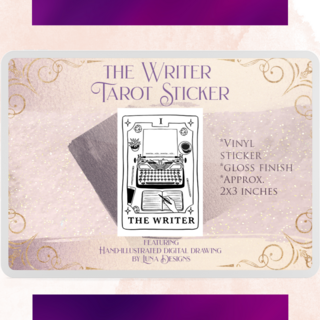 The Writer Tarot Sticker: Black and White (US, Canada, & Mexico Shipping Only)