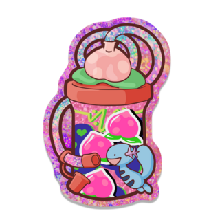 Slushie axolotl glitter sticker