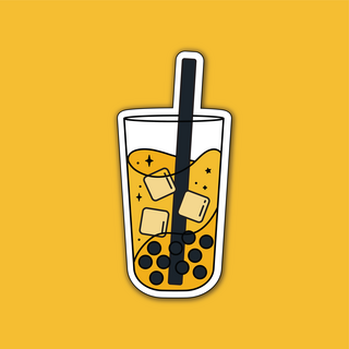 Mango Green Tea Boba Sticker