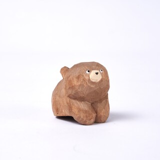 Timo Carved Wooden Bear Clinging Downward