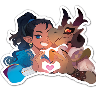 Sticker A: Elf/Dragonborn Lovey Duo