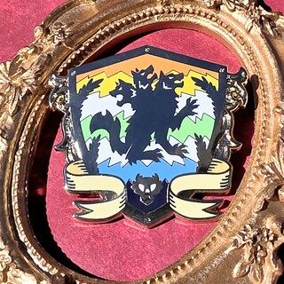 Past Heraldry AroAceAge Cerberus Pin