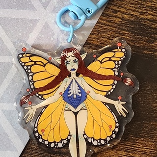 Dissected Monarch Keychain