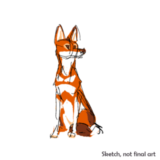 Ethiopian wolf full body pin + sticker