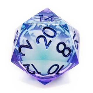 Liquid Core Giant D20, 33mm| (Purple/Teal with Purple Numbers)