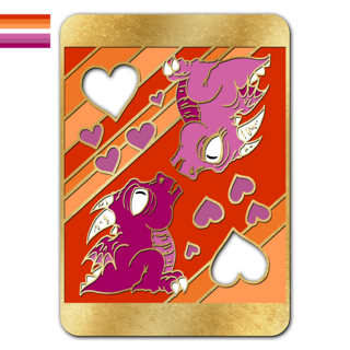 Pride Derpy Dragon Pin - Lesbian
