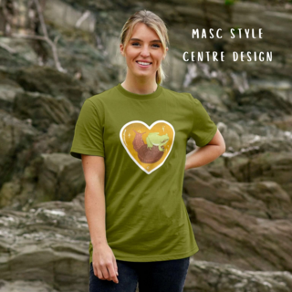 Eco T-Shirt: Snail & Frog Heart (Centre or Side Design)