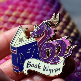 Book Wyrm enamel pin