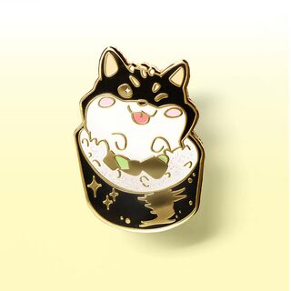 Enamel Pin Black & Tan Shiba Inu Maki Sushi Roll