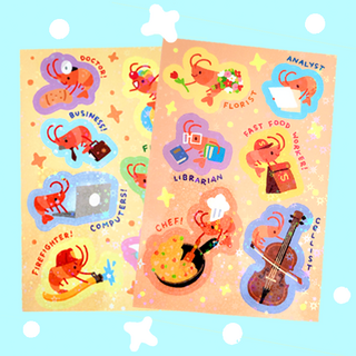 Shrimps with Jobs Sticker Sheet Set