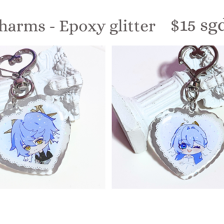 Heart epoxy glitter charm