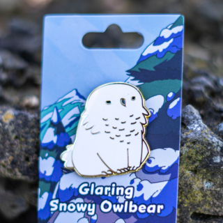 Glaring, Snowy Owlbear Pin (014)