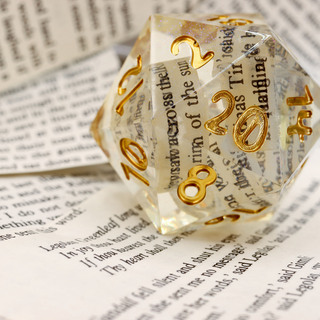 Bookwyrm Dice Set- Polyhedral Dice with Book Pages!