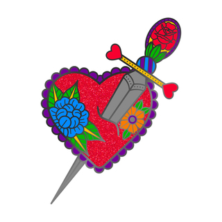 Dagger & Heart Pin - Rainbow