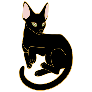 Lucky Black Oriental Cat Pin