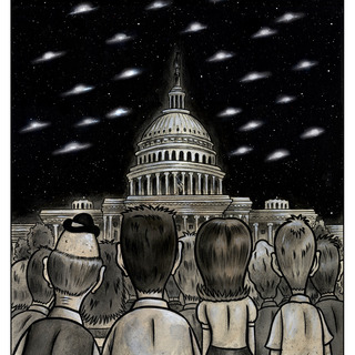 SAUCERS OVER WASHINGTON 13X19 PRINT by Frank Forte