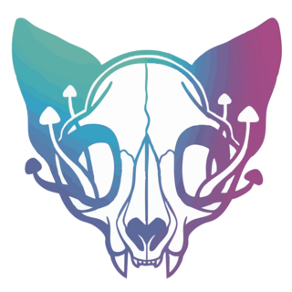 Cat Skull Mushroom 2" Rainbow pin