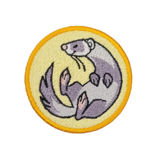 Embroidered patch Ferret yellow