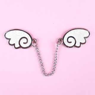 Angel Wings Silver/Glitter White Enamel Pin