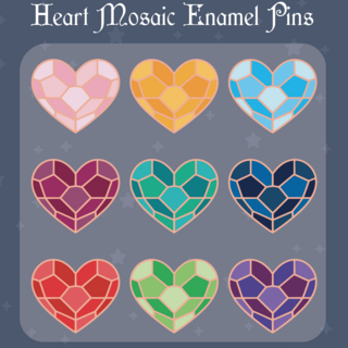 Heart Mosaic Pin Set