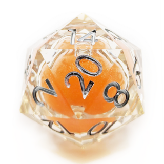 Liquid Core Giant D20, 33mm | (Orange with Silver Numbers)