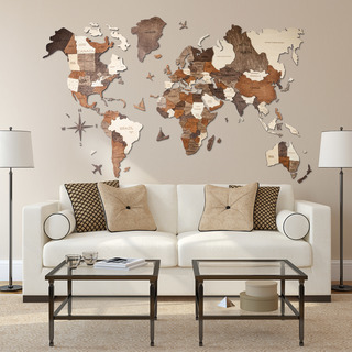 3D World Map MULTICOLORED