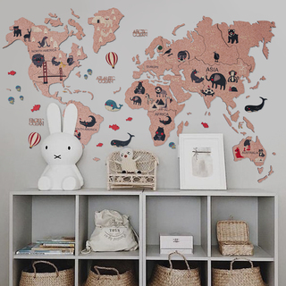 KIDS PINK Cork World Map