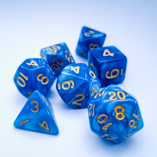 Blue & Yellow Marble Dice Set