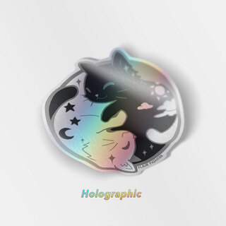 Holographic Vinyl Stickers Day & Night Cats