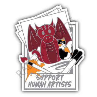 Con Adventurers "Support Human Artists" Die Cut Sticker