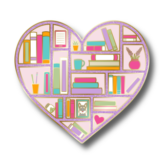 Heart Bookshelf Pin - Pastel and Gold