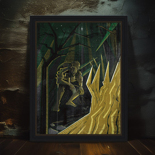 The Creature discovers fire- art print