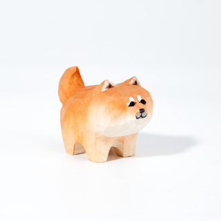 Mame Carved Wooden Shiba Inu Dog