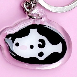 Keychain - Mochi Cow (black and white)