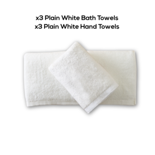 3 Sets of Plain White Bath n Hand Towels