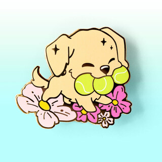 Enamel Pin Tennis Ball Golden Retriever