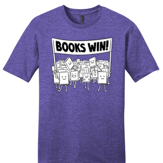 Books Win! T-shirt on Heathered Purple