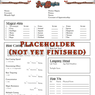 Form-fillable Character Sheet for Ars Magica – Digital