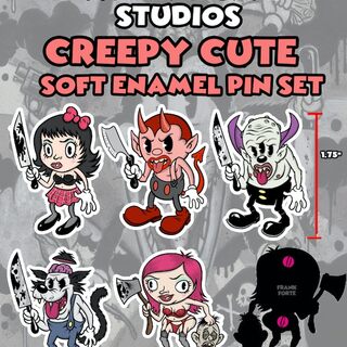 CREEPY CUTE SOFT ENAMEL PIN SET OF 5
