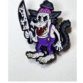 Cartoon Creepies Purple Wolf with a Knife 2" Soft Enamel pin