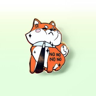 Enamel Pin Red Shiba Inu Stubborn NO NO NO NO