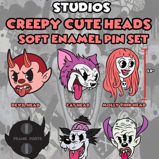 CREEPY CUTE HEADS SOFT ENAMEL PIN SET